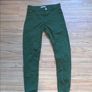 Pine green, high wasted skinny jeans!